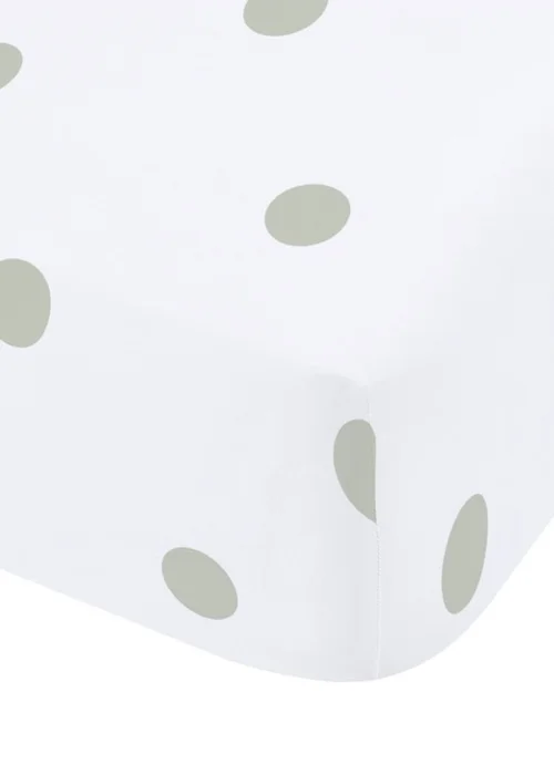 Catherine Lansfield Brushed Polka Dot Cotton Fitted Sheet Green - Fitted Single Image 3