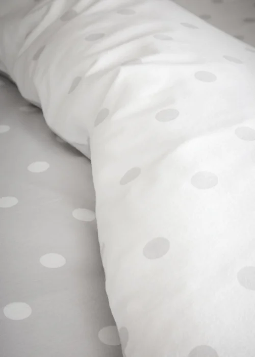 Catherine Lansfield Brushed Polka Dot Cotton Reversible Duvet Cover Set Grey - Single Image 4