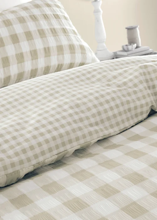 Catherine Lansfield Seersucker Gingham Check Duvet Cover Set - Single Image 4