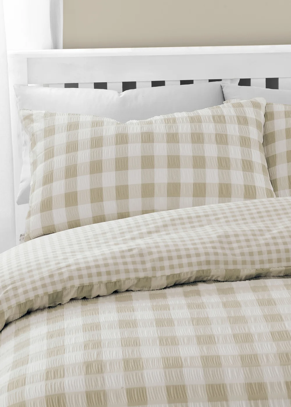 Catherine Lansfield Seersucker Gingham Check Duvet Cover Set - Single Image 3