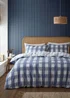 Catherine Lansfield Brushed Seersucker Gingham Reversible Duvet Cover Set - Single Image 1