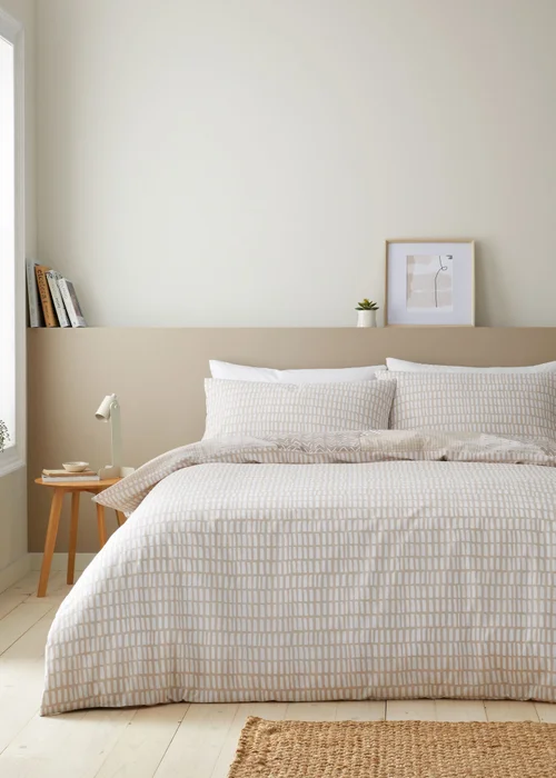 Catherine Lansfield Larsson Geo Reversible Duvet Cover Set Natural - Single Image 2