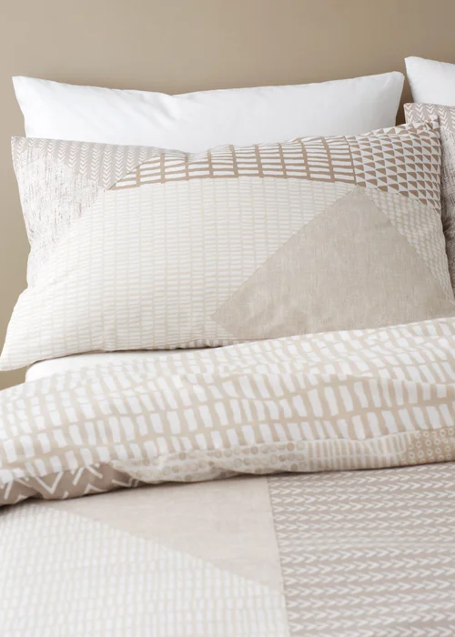 Catherine Lansfield Larsson Geo Reversible Duvet Cover Set Natural - Single Image 3
