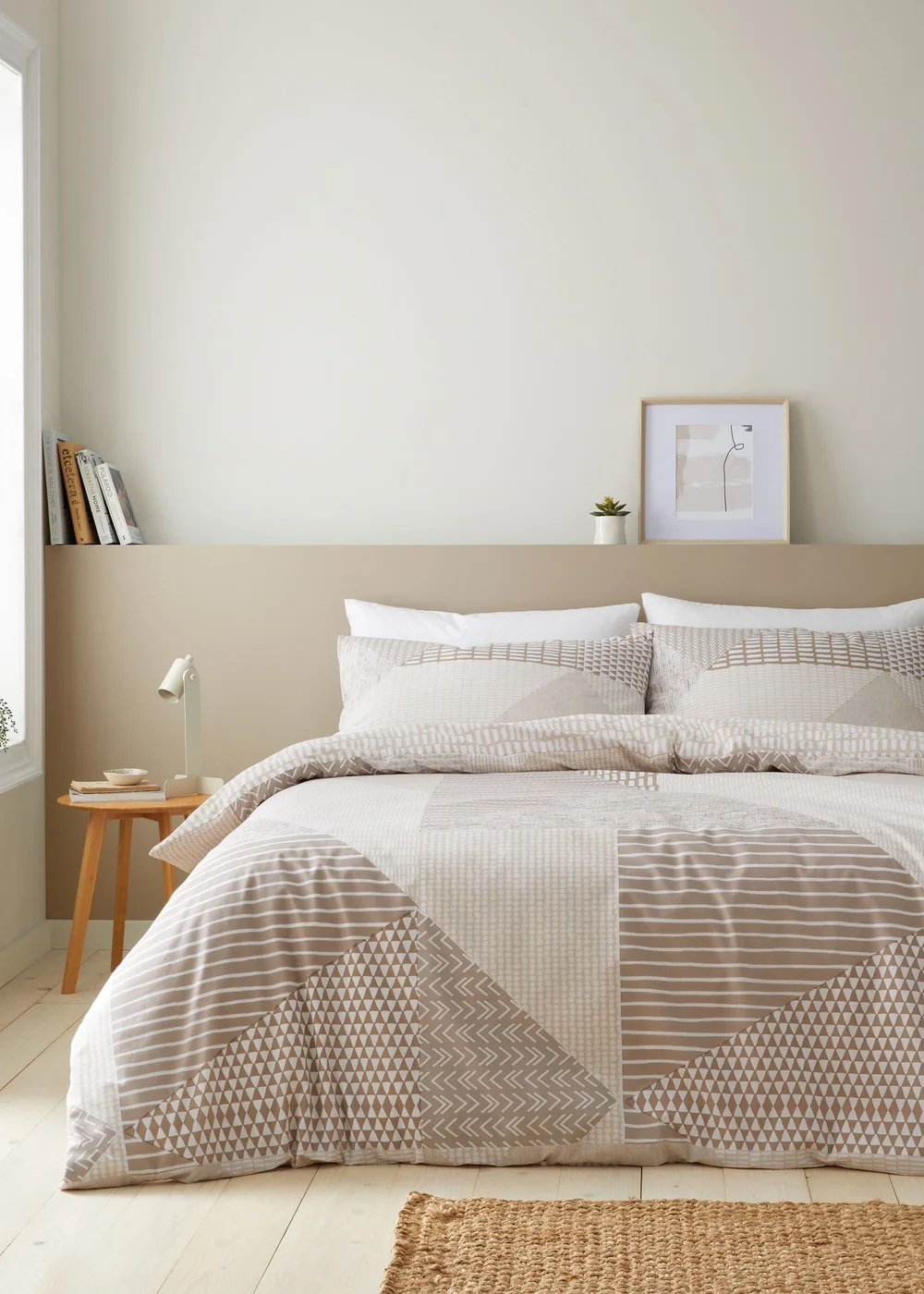 Catherine Lansfield Larsson Geo Reversible Duvet Cover Set Natural - Single Image 1