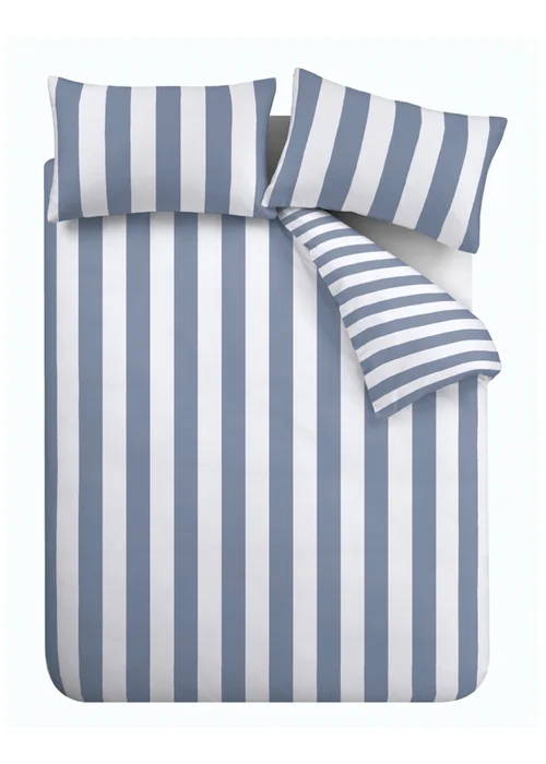 Catherine Lansfield Cove Stripe Reversible Duvet Cover Set - Single Image 5