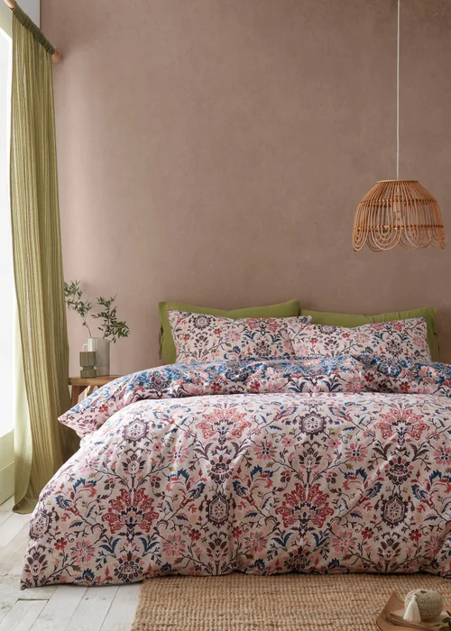 Pineapple Elephant Keera Floral Reversible Duvet Cover Set Navy Blue - Single Image 2