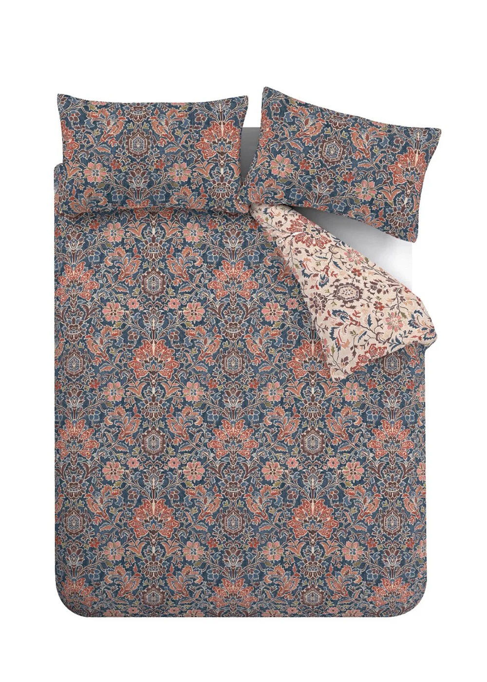 Pineapple Elephant Keera Floral Reversible Duvet Cover Set Navy Blue - Single Image 5