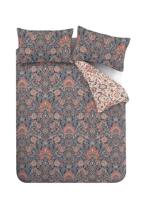 Pineapple Elephant Keera Floral Reversible Duvet Cover Set Navy Blue - Single Image 5