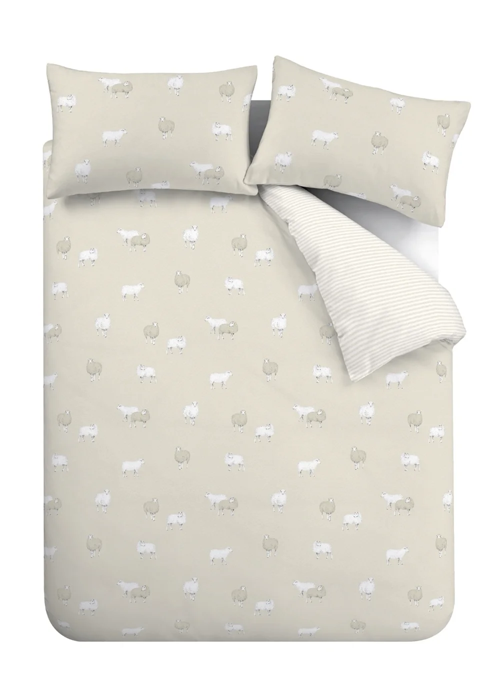 Catherine Lansfield Brushed Cotton Sheep Reversible Duvet Cover Set - Single Image 5