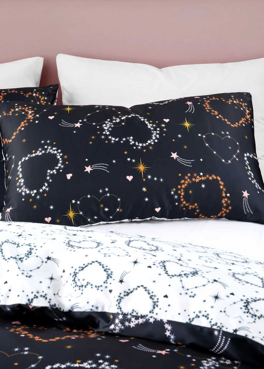 Catherine Lansfield Cosmic Hearts and Stars Reversible Duvet Cover Set - Single Image 3