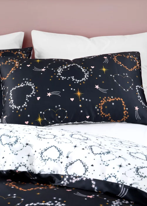 Catherine Lansfield Cosmic Hearts and Stars Reversible Duvet Cover Set - Single Image 3