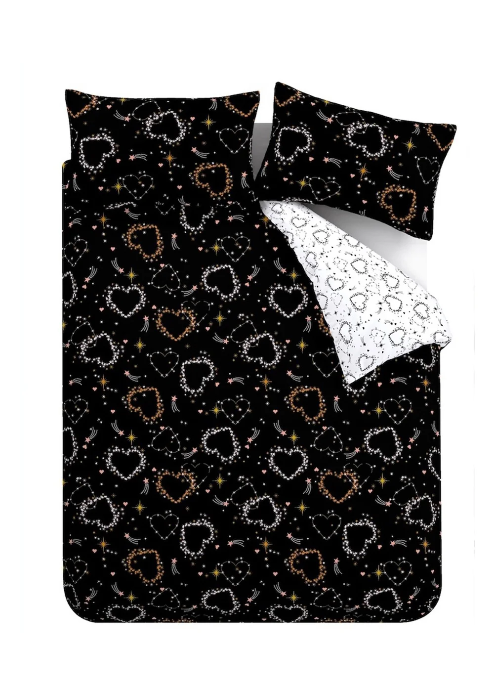 Catherine Lansfield Cosmic Hearts and Stars Reversible Duvet Cover Set - Single Image 5