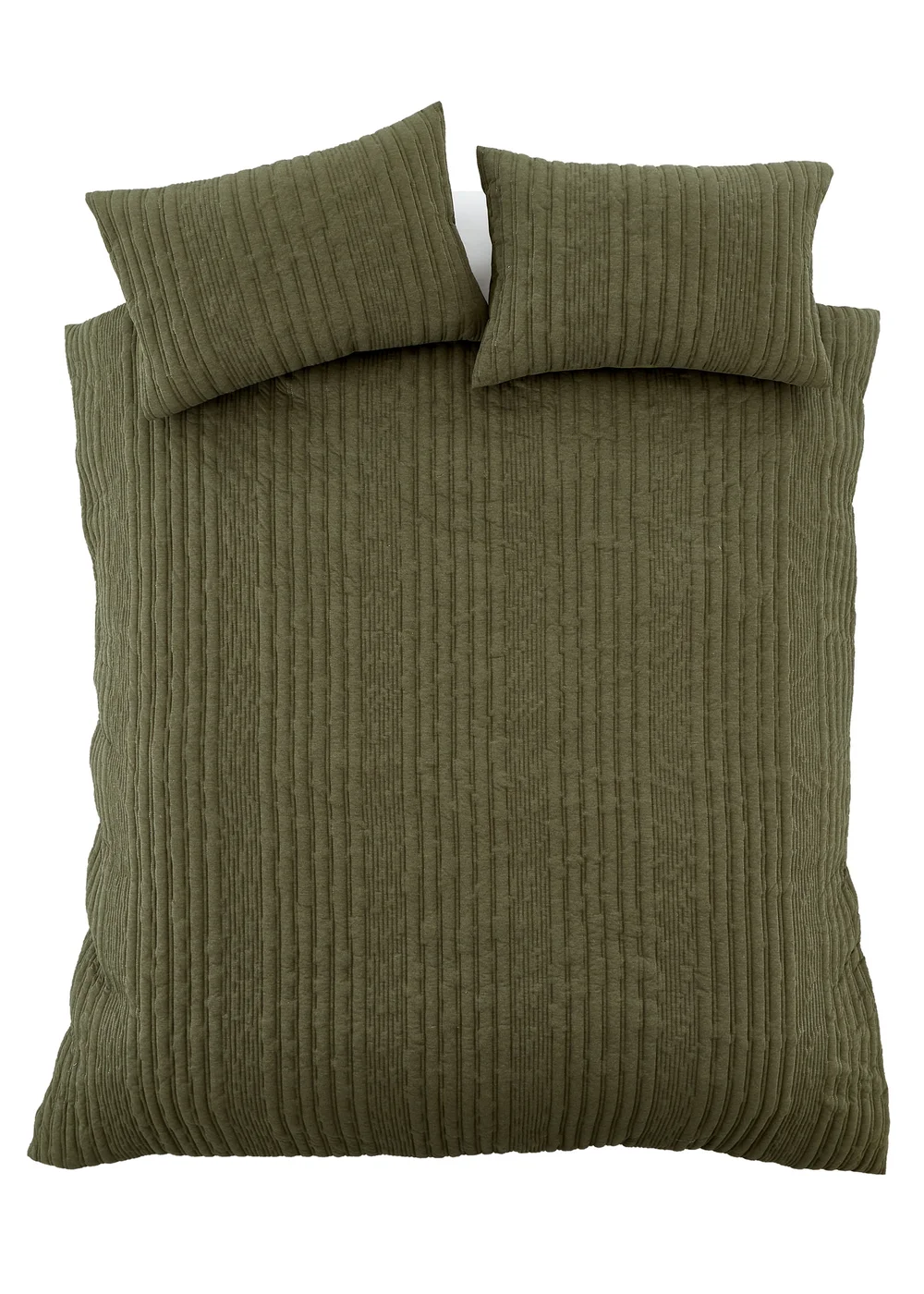 Pineapple Elephant Tamba Jersey Stripe Quilted Duvet Cover Set Olive Green - Single Image 5