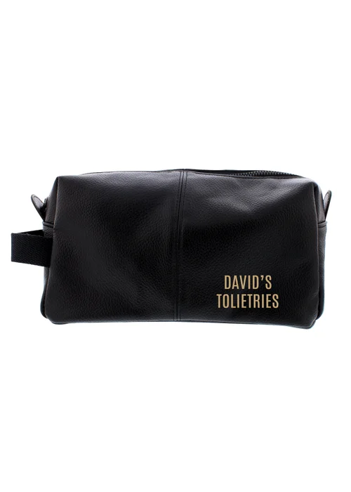 Personalised Memento Company Black Luxury Leatherette Wash Bag - One Size Image 1