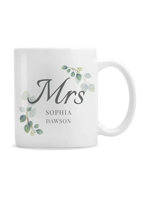 Personalised Memento Company White Botanical Mrs Mug - One Size Image 1