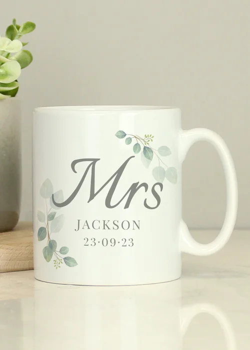 Personalised Memento Company White Botanical Mrs Mug - One Size Image 3