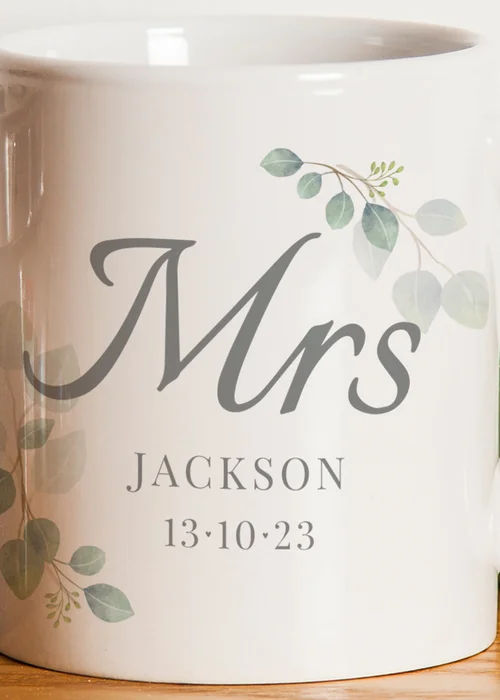 Personalised Memento Company White Botanical Mrs Mug - One Size Image 2