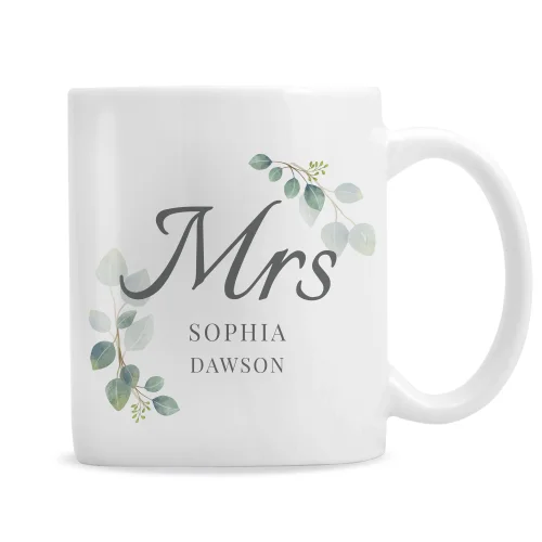 Personalised Memento Company White Botanical Mrs Mug - One Size Image 5