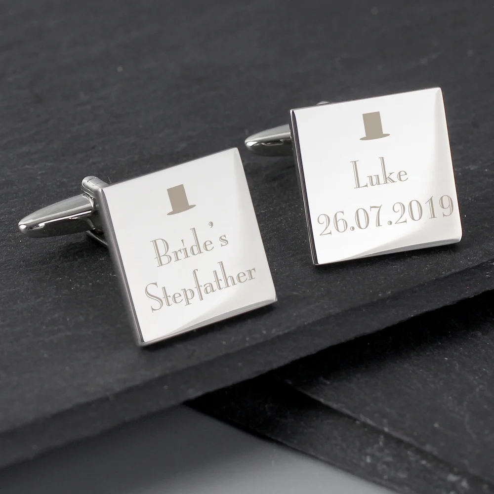 Personalised Memento Company Decorative Wedding Any Role Square Cufflinks - One Size Image 5