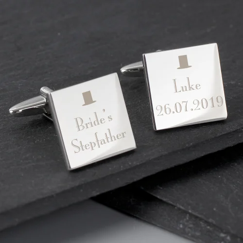 Personalised Memento Company Decorative Wedding Any Role Square Cufflinks - One Size Image 5