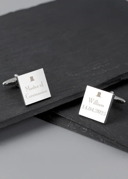 Personalised Memento Company Decorative Wedding Any Role Square Cufflinks - One Size Image 3