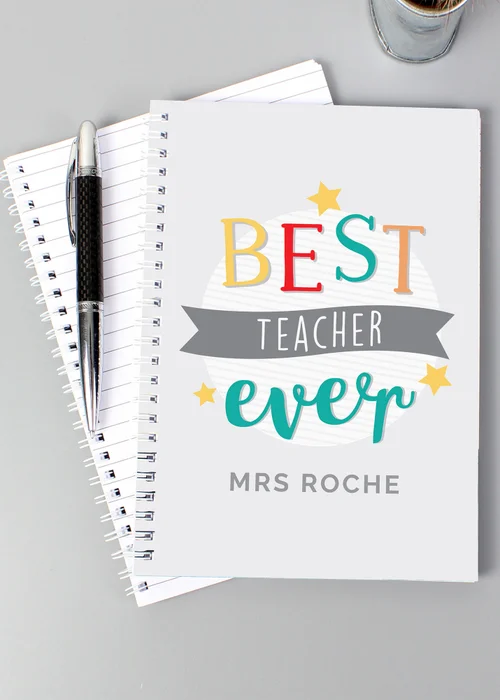 Personalised Memento Company White Best Teacher Ever A5 Notebook - One Size Image 1