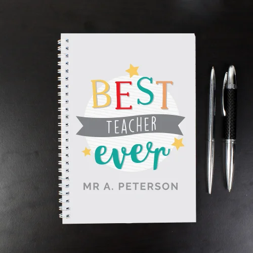 Personalised Memento Company White Best Teacher Ever A5 Notebook - One Size Image 5