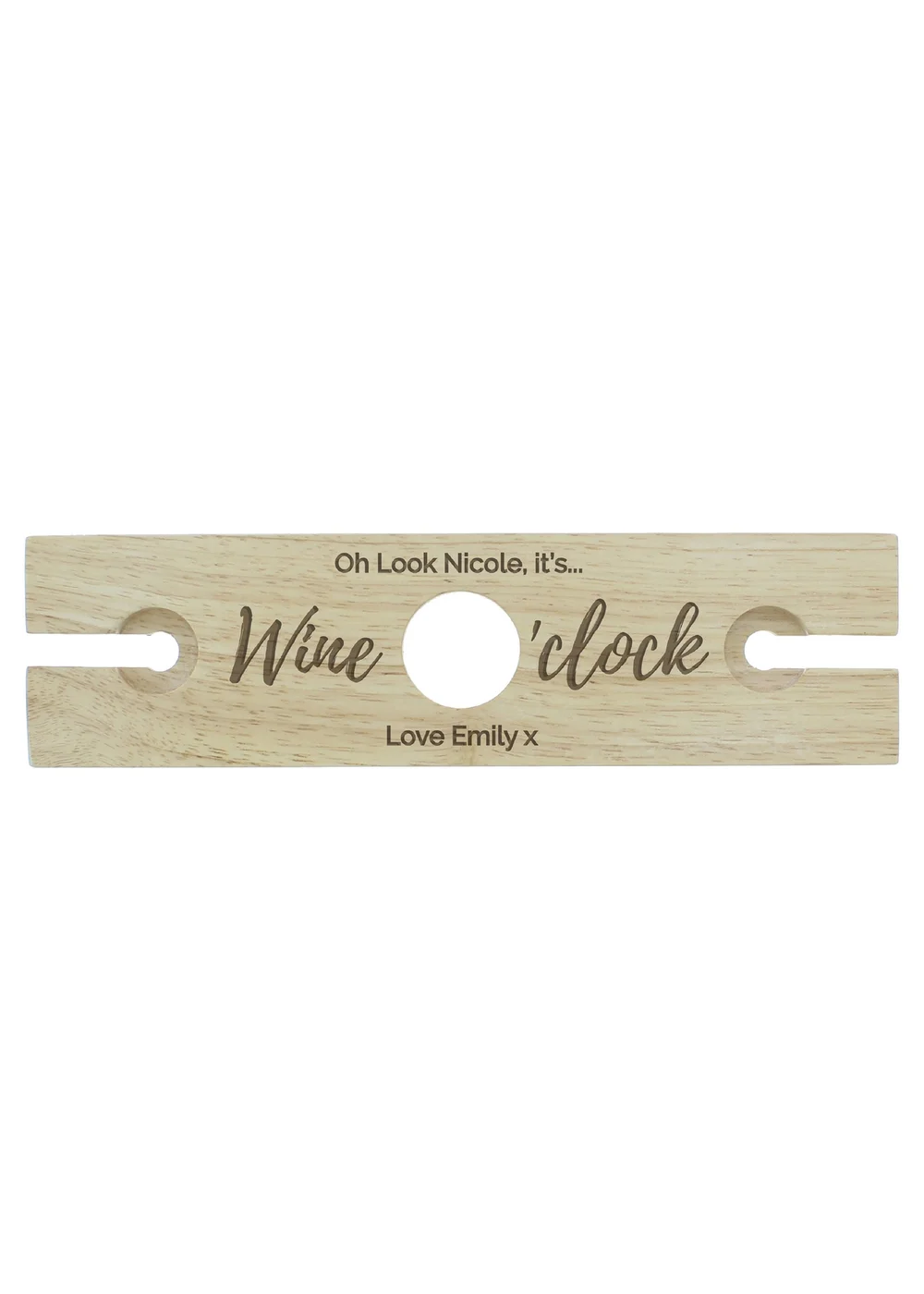 Personalised Memento Company Wood Wine O'clock Wine Glass & Bottle Holder - One Size Image 3