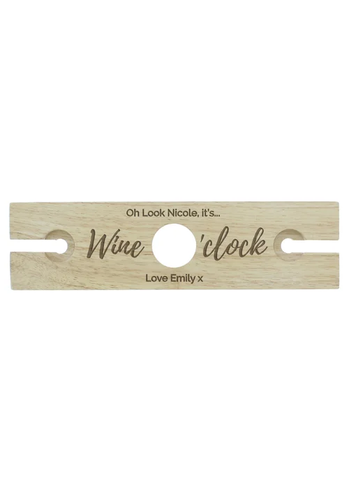 Personalised Memento Company Wood Wine O'clock Wine Glass & Bottle Holder - One Size Image 3