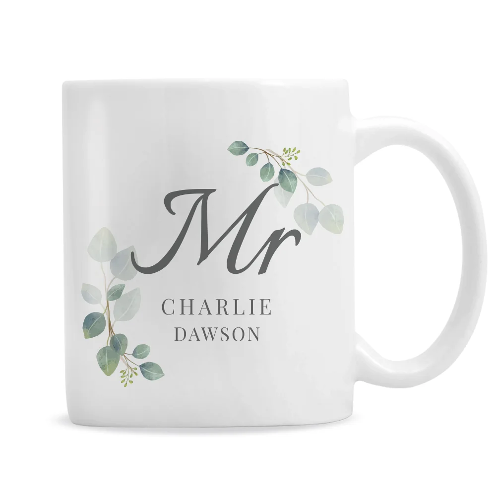 Personalised Memento Company White Botanical Mr Mug - One Size Image 5