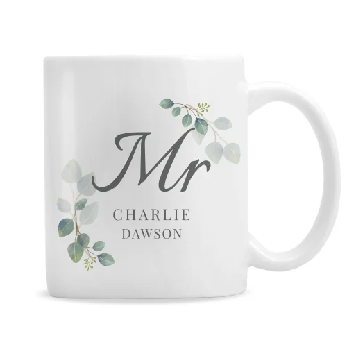 Personalised Memento Company White Botanical Mr Mug - One Size Image 5