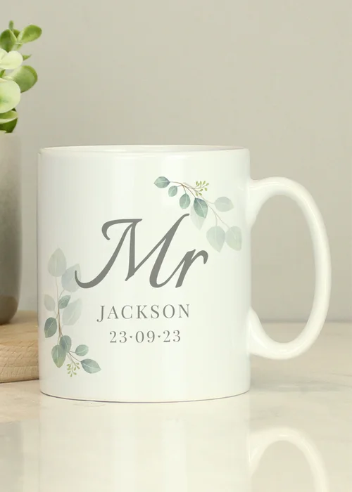 Personalised Memento Company White Botanical Mr Mug - One Size Image 3