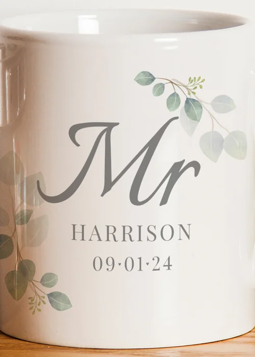 Personalised Memento Company White Botanical Mr Mug - One Size Image 2