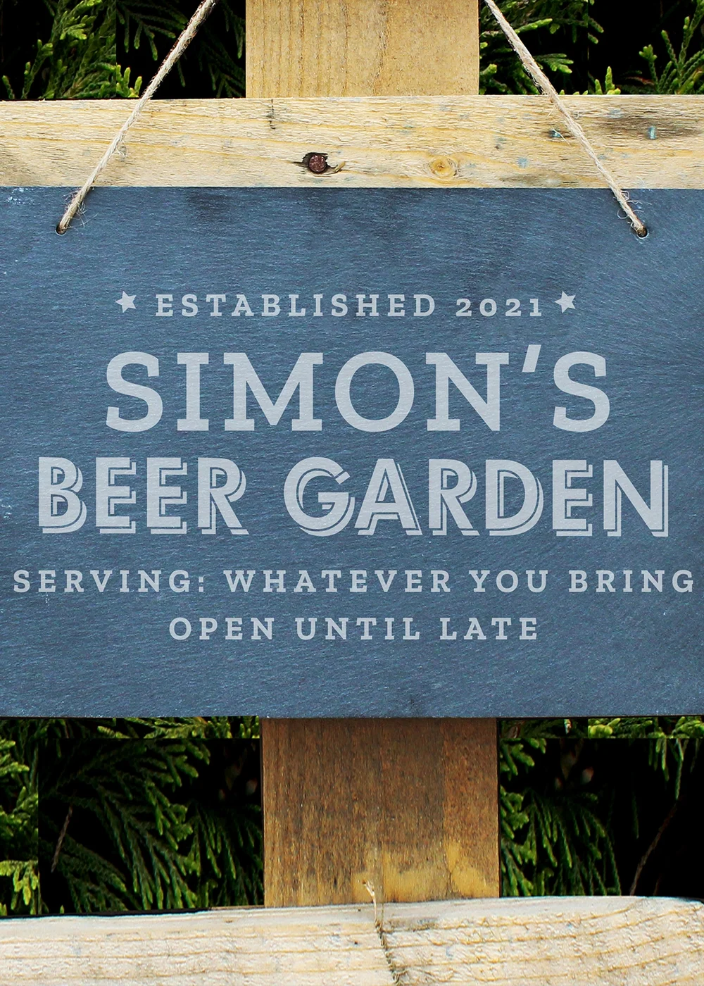 Personalised Memento Company Slate Beer Garden Hanging Large Slate Sign - One Size Image 2