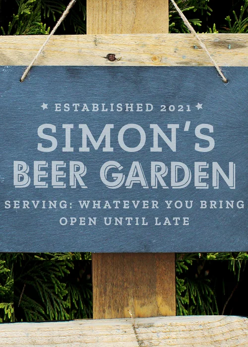 Personalised Memento Company Slate Beer Garden Hanging Large Slate Sign - One Size Image 2