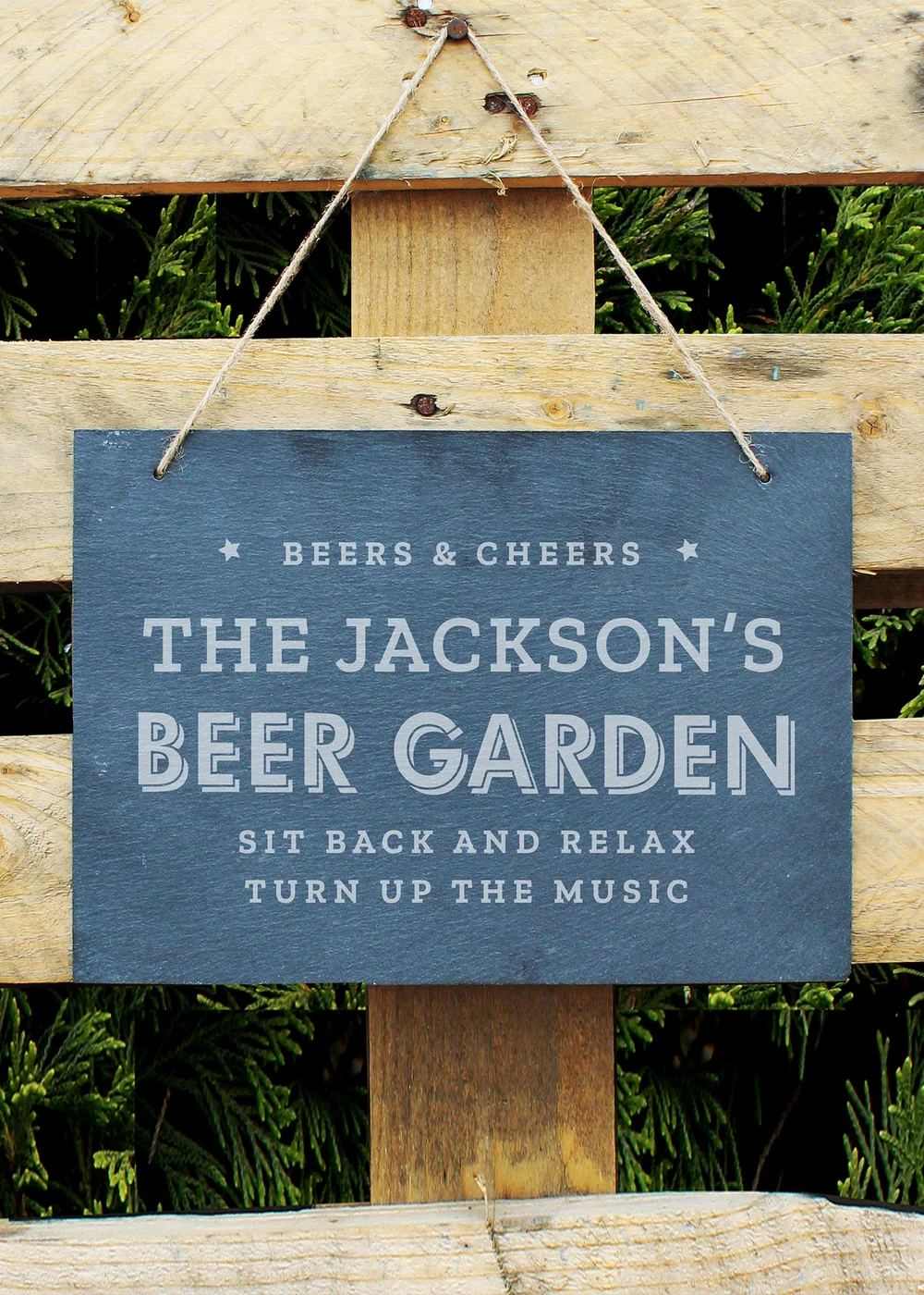 Personalised Memento Company Slate Beer Garden Hanging Large Slate Sign - One Size Image 3