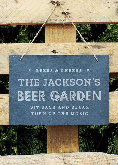 Personalised Memento Company Slate Beer Garden Hanging Large Slate Sign - One Size Image 3