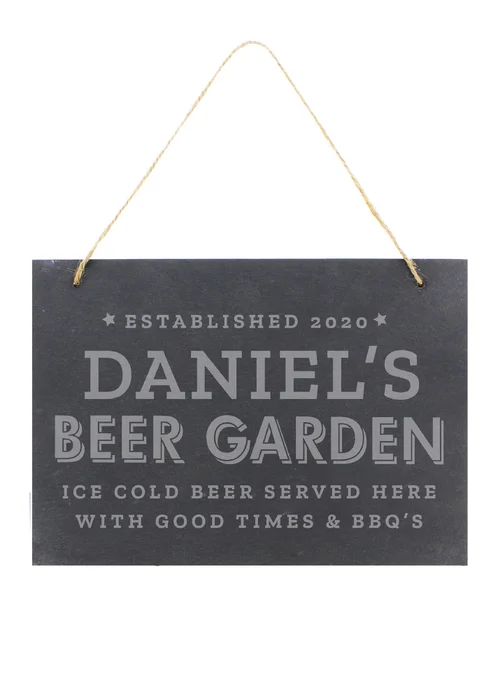 Personalised Memento Company Slate Beer Garden Hanging Large Slate Sign - One Size Image 1