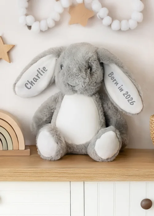 Personalised Memento Company Grey Bunny Rabbit Soft Toy - One Size Image 2