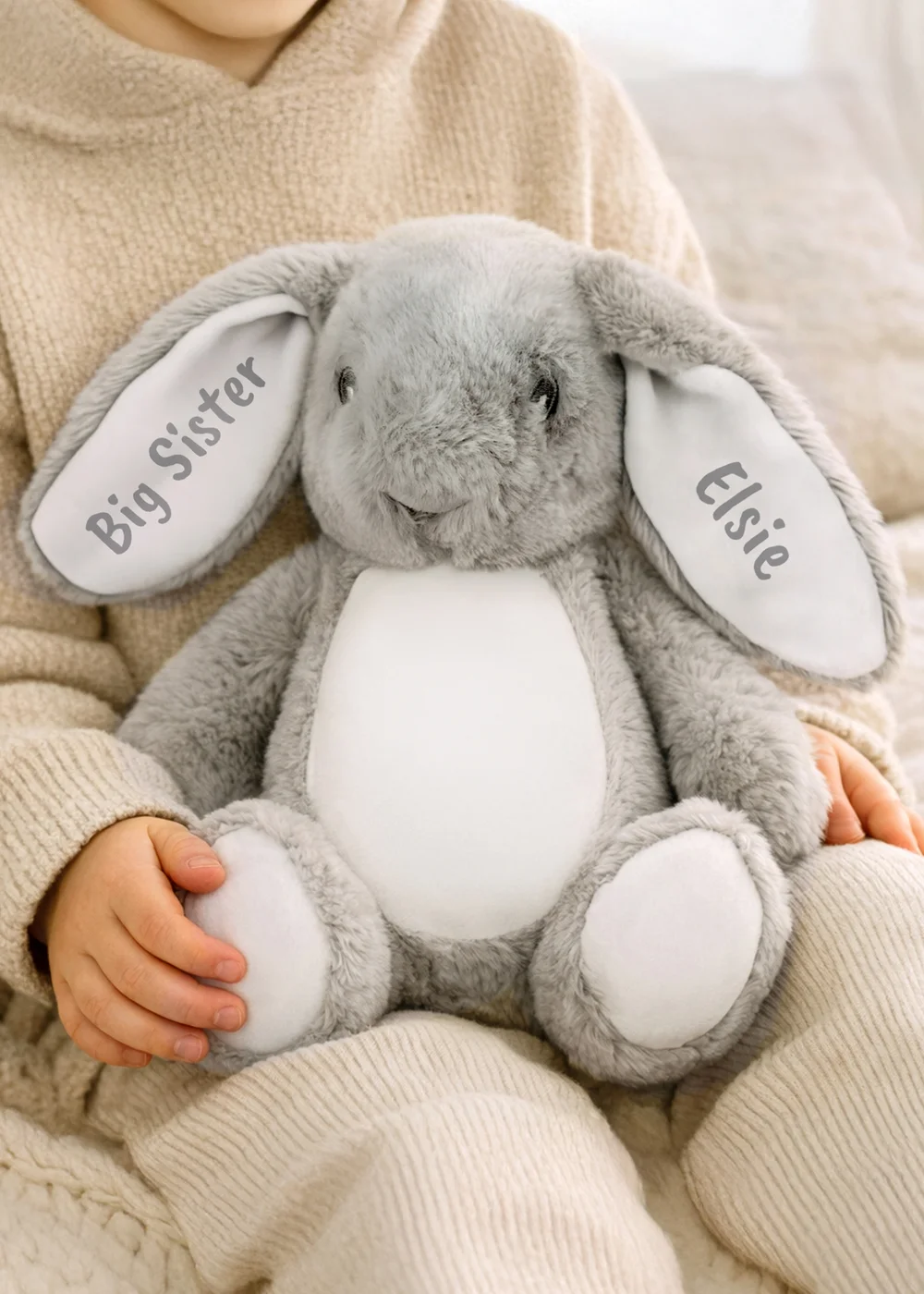 Personalised Memento Company Grey Bunny Rabbit Soft Toy - One Size Image 1