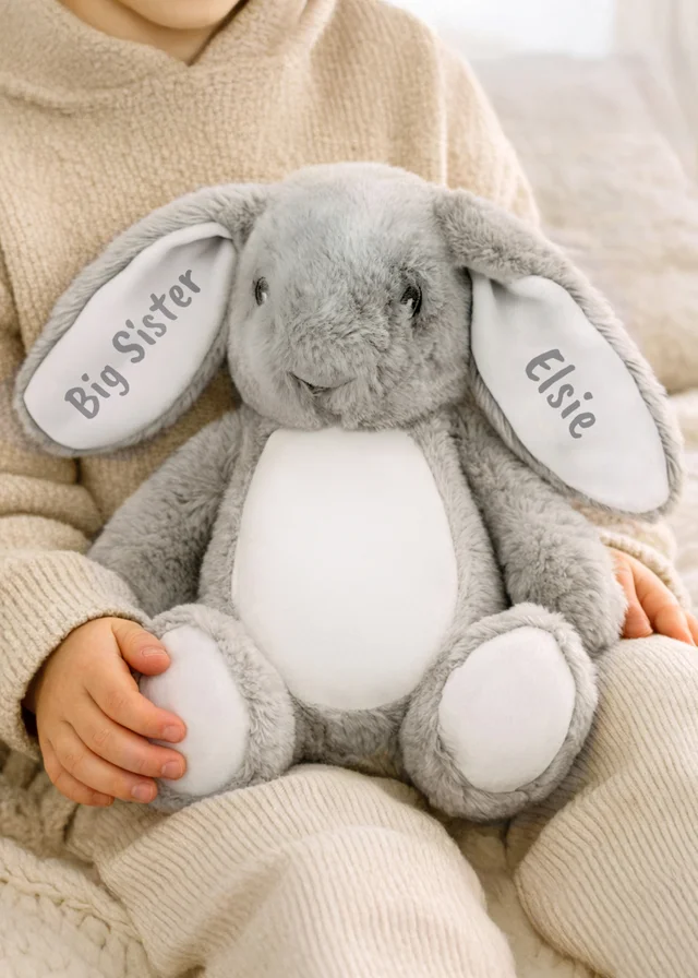 Personalised Memento Company Grey Bunny Rabbit Soft Toy