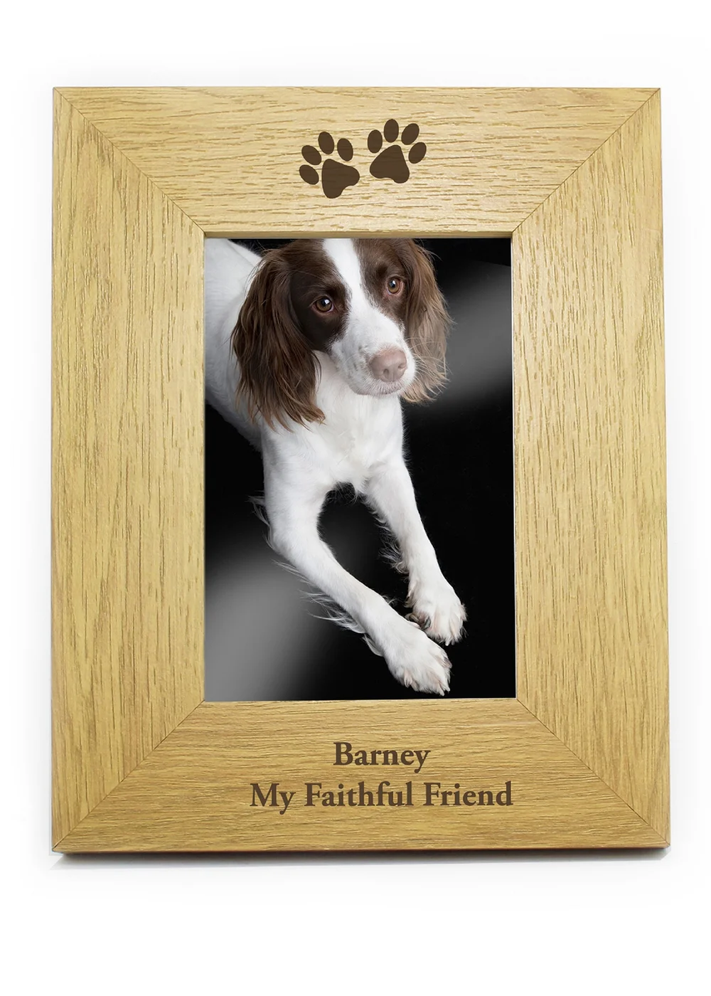 Personalised Memento Company Wood Oak Finish 6x4 Paw Prints Photo Frame - One Size Image 3