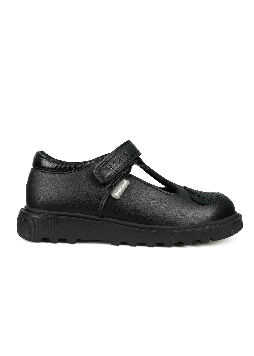 ToeZone Black Elsa Vegan Rip Tape Unicorn School Shoe (Younger 8- Older 3) - 8 infants Image 2