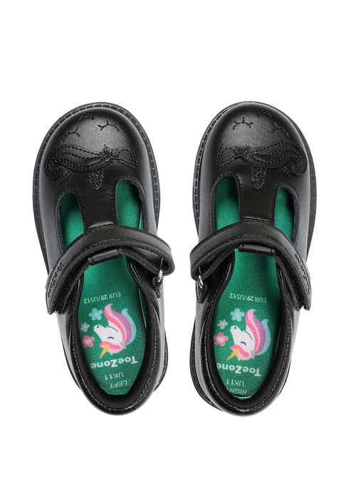 ToeZone Black Elsa Vegan Rip Tape Unicorn School Shoe (Younger 8- Older 3) - 8 infants Image 3
