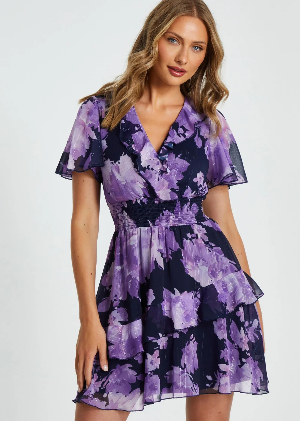 Quiz Navy Floral Skater Dress - 4 Image 1