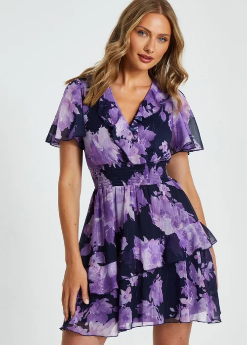 Quiz Navy Floral Skater Dress - 4 Image 1