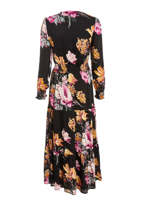 Quiz Black Floral Chiffon Tiered Midaxi Dress - 8 Image 5