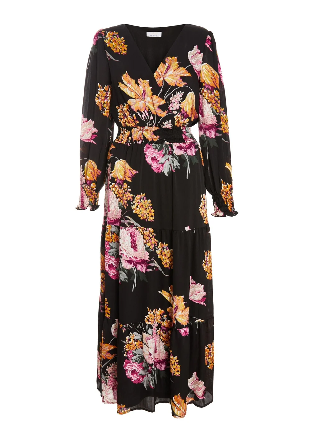Quiz Black Floral Chiffon Tiered Midaxi Dress - 8 Image 4