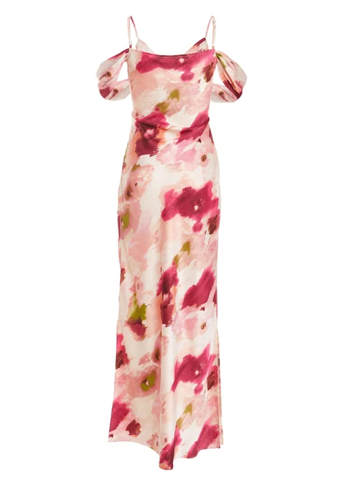 Quiz Pink Petite Marble Drop Shoulder Maxi Dress - 6 Image 5