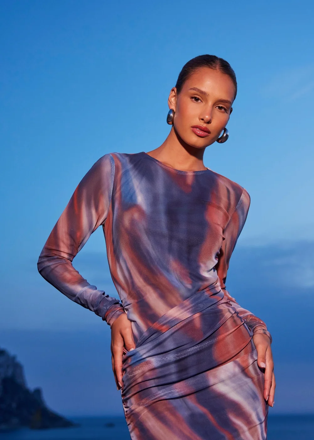 Quiz Dark Blue Marble Print Mesh Midaxi Dress - 10 | Matalan Quiz Dark Blue Marble Print Mesh Midaxi Dress - 10 | Matalan